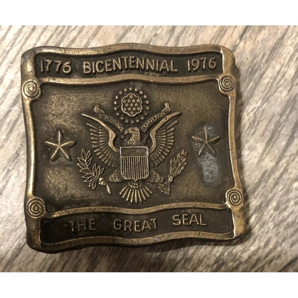Vintage Brass Bicentennial Belt Buckle 1776-1976 The Great Seal